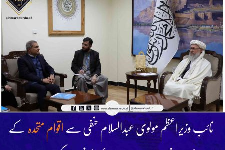 نائب وزیراعظم مولوی عبدالسلام حنفی سے اقوام متحدہ کے نائب خصوصی نمائندہ برائے افغانستان کی ملاقات